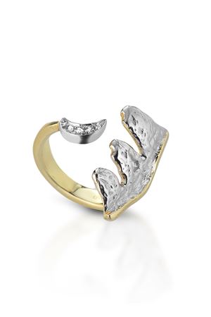 ring in the shape of the faraglioni rocks with a brilliant moon Angela Puttini Gioielli | AN516-BGDORATO